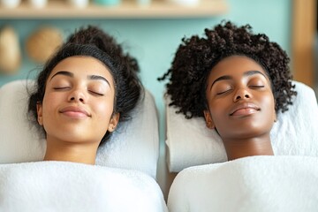Two individuals, a man and a woman, recline on massage beds at an Asian spa, immersed in relaxation