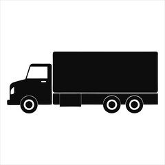 Large Cargo Truck Silhouette Vector Art