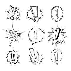 Exclamation Mark Hand Drawing vector illustration. Suitable for warning attention chat bubble element