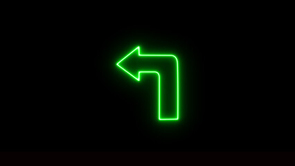 Neon futuristic arrow sign. neon arrow with glowing effect. glowing neon arrow pointer on black background