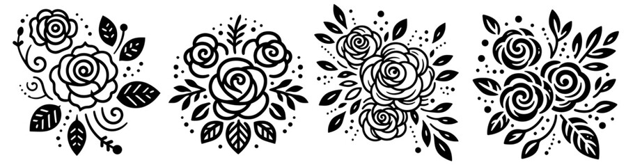 decorative rose bouquets in folk floral style