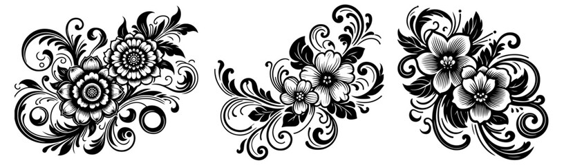 decorative floral swirl designs in ornamental style