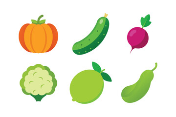 A set of vegetables vector art illustration(B)