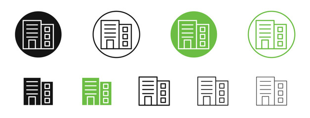 Build icons in black and green colors. vector pack