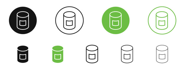 Can food icons in black and green colors. vector pack