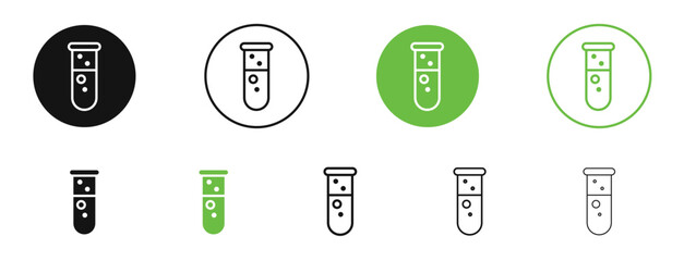 Chemical Tube icons in black and green colors. vector pack