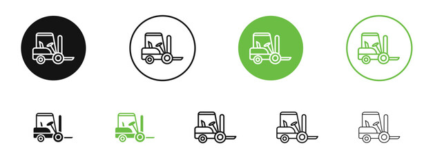 Forklift icons in black and green colors. vector pack