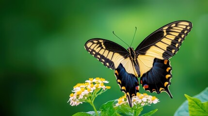 Swallowtail butterfly fluttering over a native wildflower meadow, showcasing pollinatorfriendly habitats