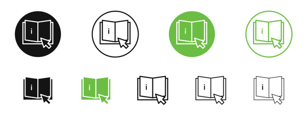 Guide icons in black and green colors. vector pack