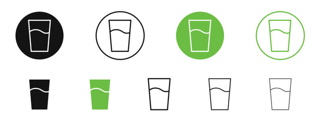 Half Glass icons in black and green colors. vector pack