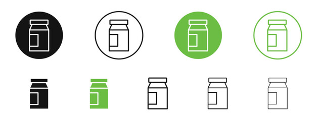 Jar icons in black and green colors. vector pack