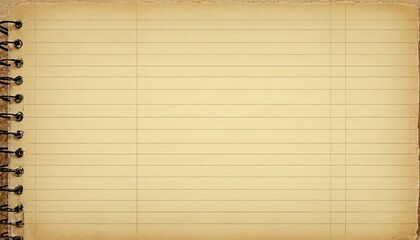 Vintage Brown Ruled Ledger Paper with Ring Binding and Aged Textured Surface