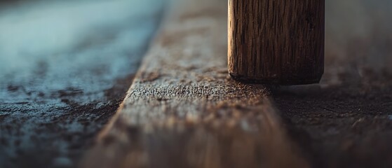 7. A close-up of a cricket bat with wood grain texture on a pitch