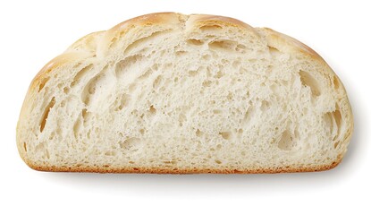 Fresh bread slice, isolated, white background, ready for breakfast or lunch, culinary content