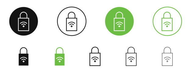 Nfc lock icons in black and green colors. vector pack