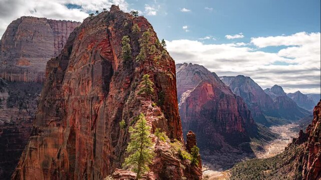Timelapse of people climbing Angels Landing in Zion National Park