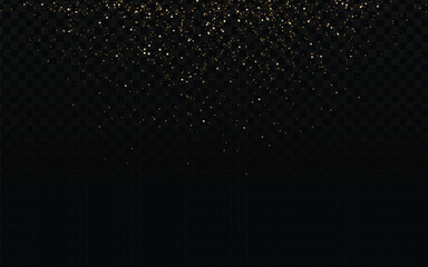 Gold glitter vector art, a globally recognized symbol of celebration. Clean vector lines create realistic, falling sparkles. Ideal for mockups, designs, or digital overlays.;