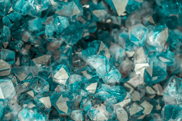 Aquamarine crystal mineral stone. Gems. Mineral crystals in the natural environment. Texture of precious and semiprecious stones. shiny surface of precious stone