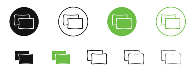 pillow icons in black and green colors. vector pack