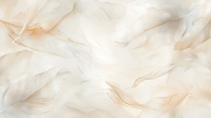 Obraz premium Soft, translucent feathers dance subtly across a light, muted background. The gentle movement suggests tranquility and peace, creating an ethereal ambiance in the space