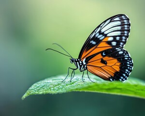 Obraz premium A rare butterfly species resting on a leaf, highlighting the importance of biodiversity protection