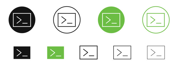 Terminal icons in black and green colors. vector pack
