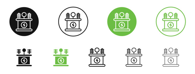 Transformer icons in black and green colors. vector pack