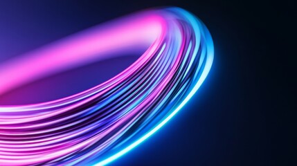Vibrant swirling neon light trails creating a dynamic abstract design against a dark backdrop