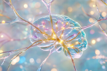 Brain cells communicating through neural network sending signals