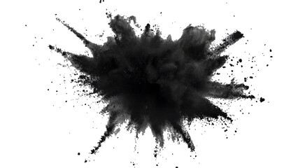Black powder explosion with dark colors isolated white background. Abstract powder splatted on white background, Black vibrant paint black powder explosion with dark colors isolated white background.