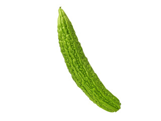 Fresh Green Bitter Melon (Momordica Charantia) Isolated on White Background