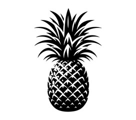Obraz premium pineapple fruit black and white tropical silhouette illustration