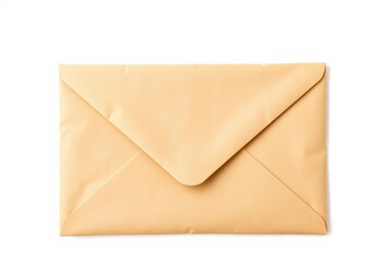 A rustic, light brown recycled craft paper envelope, sealed, against a pure white backdrop, vintage, invitation