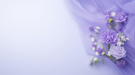 Obraz premium Lavender Floral Arrangement on Purple Fabric: A Serene and Elegant Still Life