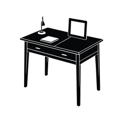 Desk silhouette vector art illustration
