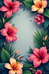 Bright and vibrant tropical blooms creating a stylish design, botanic, tropic, plant