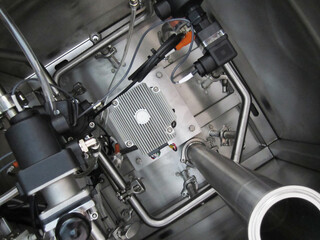 Bottom view of medicine filling machine.