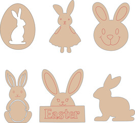 Easter Bunny stencil, Easter Bunny template, Easter vector, cut files, laser cut, Silhouette, Cricut, EPS	