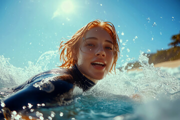 Surfer riding inside the wave