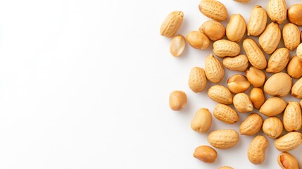 A Pile of Roasted Peanuts on White Background