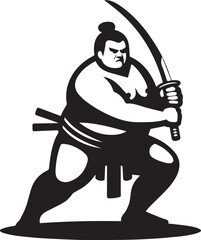 Samurai Fighter Minimalist Illustration Design 