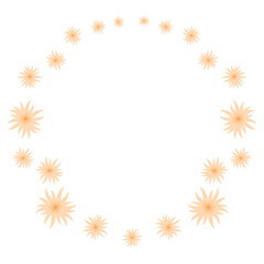 Floral wreath. Sun flowers. Field flower round frame. Wildflowers. Meadow flowers circle border