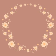 Obraz premium Floral wreath. Sun flowers. Field flower round frame. Wildflowers. Meadow flowers circle border