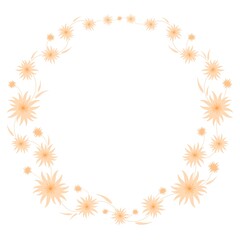 Floral wreath. Sun flowers. Field flower round frame. Wildflowers. Meadow flowers circle border