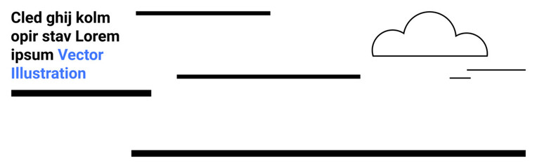 Obraz premium Cloud outline and scattered horizontal lines in a modern layout. Text positioned for contrast and structure. Ideal for branding, design trends, simplicity concepts, creative space, clean user