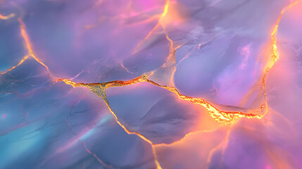 Abstract Iridescent Gemstone Mosaic - Colorful, Textured, Swirling, Purple, Blue, Gold, Background

