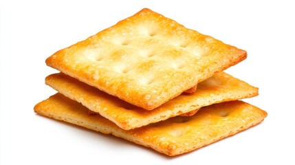 Fototapeta premium Crispy and Delicious Crackers Stack, Golden Brown, Tasty Snack, Close-up Shot
