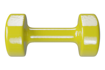 Blank Round vinyl rubber Dumbbell, weightlifting gym equipment side view, isolated on white background. 3D illustration