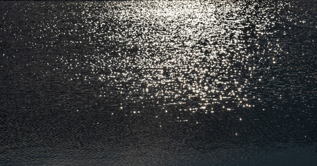 High contrast view of sunlight reflecting off water's surface