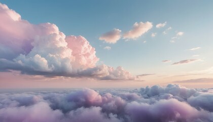 Pink and Purple Clouds in a Blue Sky Dreamy Aerial View Serenity